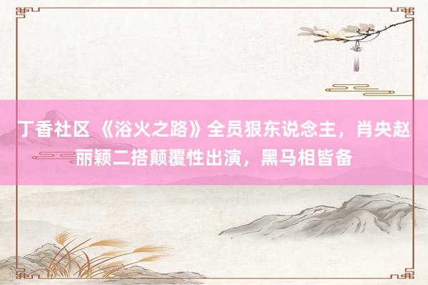 丁香社区 《浴火之路》全员狠东说念主，肖央赵丽颖二搭颠覆性出演，黑马相皆备
