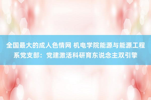 全国最大的成人色情网 机电学院能源与能源工程系党支部：党建激活科研育东说念主双引擎