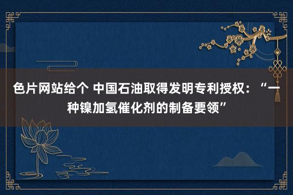 色片网站给个 中国石油取得发明专利授权：“一种镍加氢催化剂的制备要领”