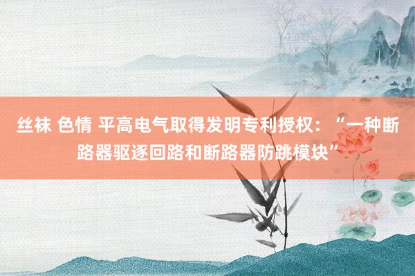 丝袜 色情 平高电气取得发明专利授权：“一种断路器驱逐回路和断路器防跳模块”