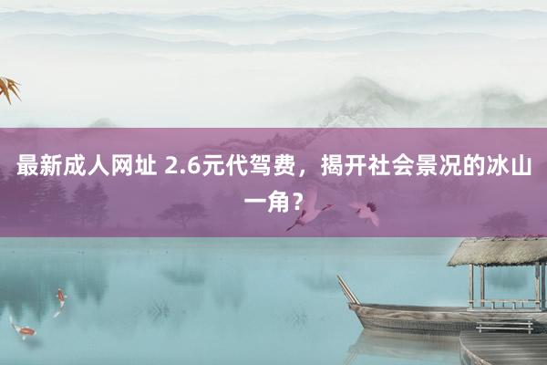 最新成人网址 2.6元代驾费，揭开社会景况的冰山一角？