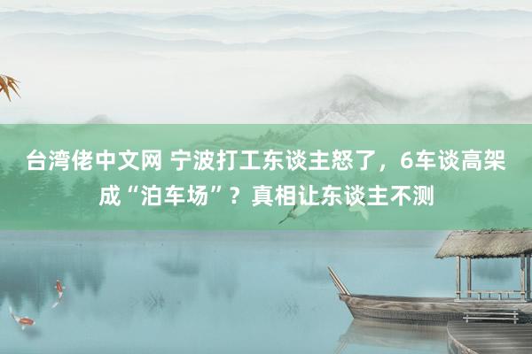 台湾佬中文网 宁波打工东谈主怒了，6车谈高架成“泊车场”？真相让东谈主不测