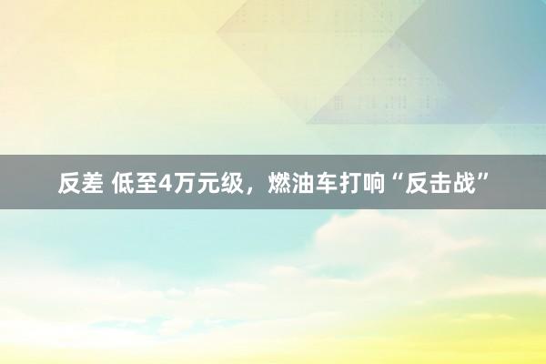 反差 低至4万元级，燃油车打响“反击战”
