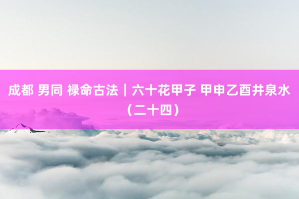 成都 男同 禄命古法｜六十花甲子 甲申乙酉井泉水（二十四）