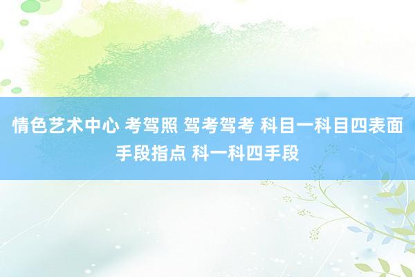 情色艺术中心 考驾照 驾考驾考 科目一科目四表面手段指点 科一科四手段