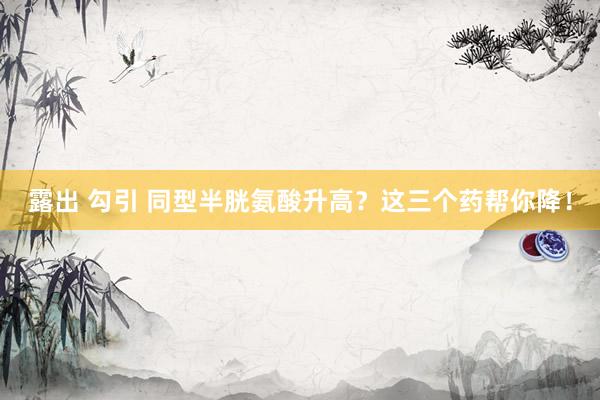 露出 勾引 同型半胱氨酸升高？这三个药帮你降！