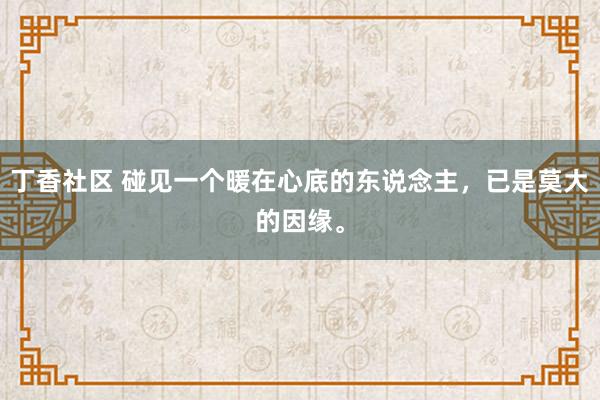 丁香社区 碰见一个暖在心底的东说念主，已是莫大的因缘。