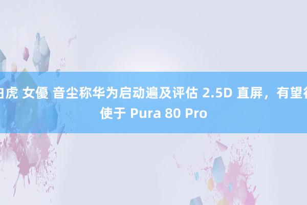 白虎 女優 音尘称华为启动遍及评估 2.5D 直屏，有望行使于 Pura 80 Pro
